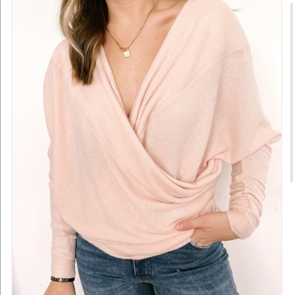 NWT FREE PEOPLE Cozy With You Surplice Pullover size XS